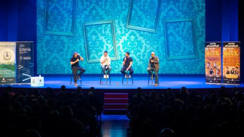 Ríete tú. JJ Vaquero, Iñaki Urrutia, Dani Rovira y González Campos en el Teatro Calderón.